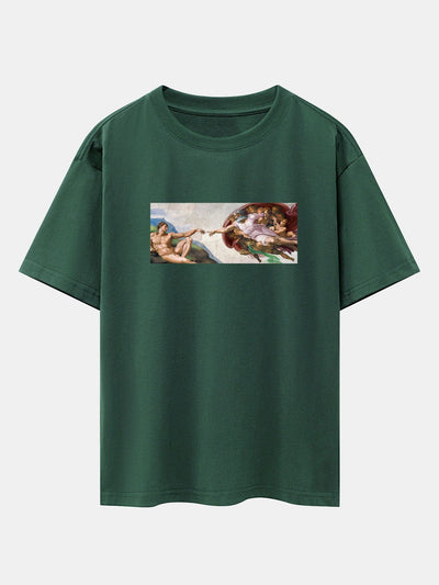 Jimmy® | The Creation Of Adam Print Drop Shoulder Oversize T-Shirt