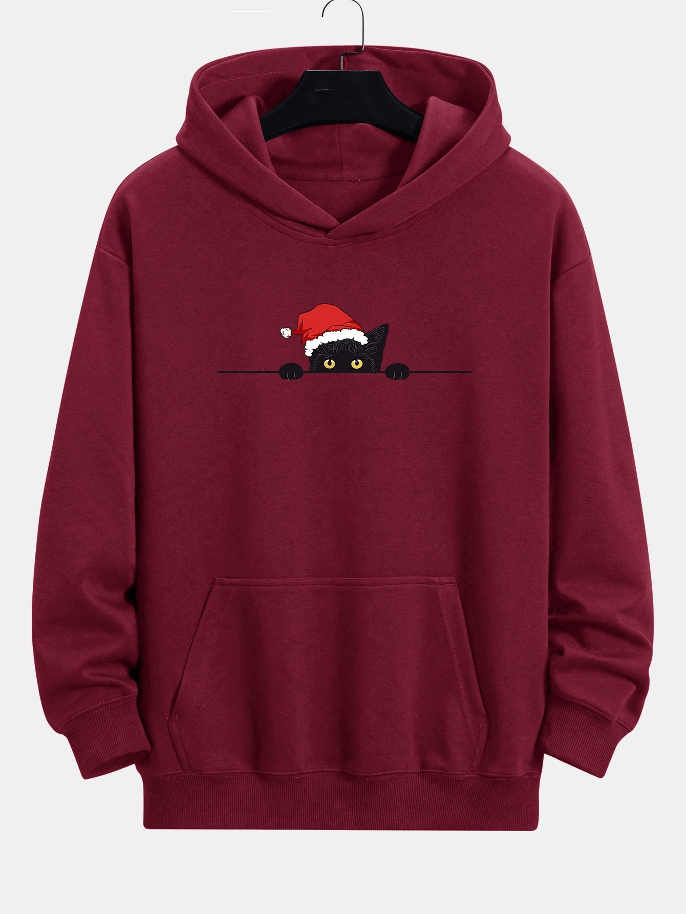 Lawrence | Christmas Black Cat Print Relax Fit Hoodie