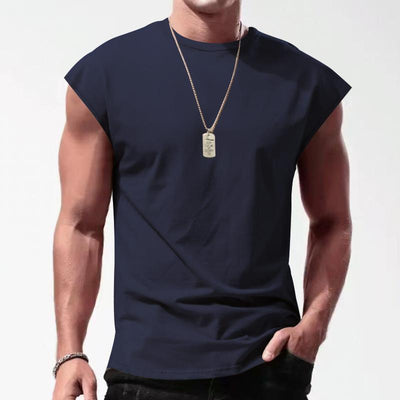 Men's Solid Loose Sleeveless  Sports T-shirt