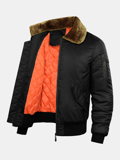Ronan | Quilted Lined Bomber Jacket With Faux Fur Collar