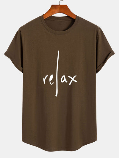 Brent® | Relax Print Cotton Arc Hem T-Shirt