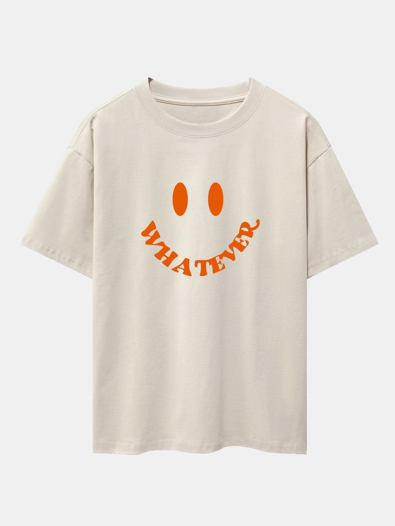 Andrés® | Smiley Face Slogan Print Drop Shoulder Oversize T-Shirt