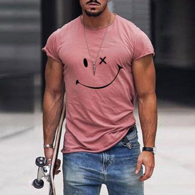 Men's Vine Smiley Print Rond Neck Short Sleeve T-Shirt