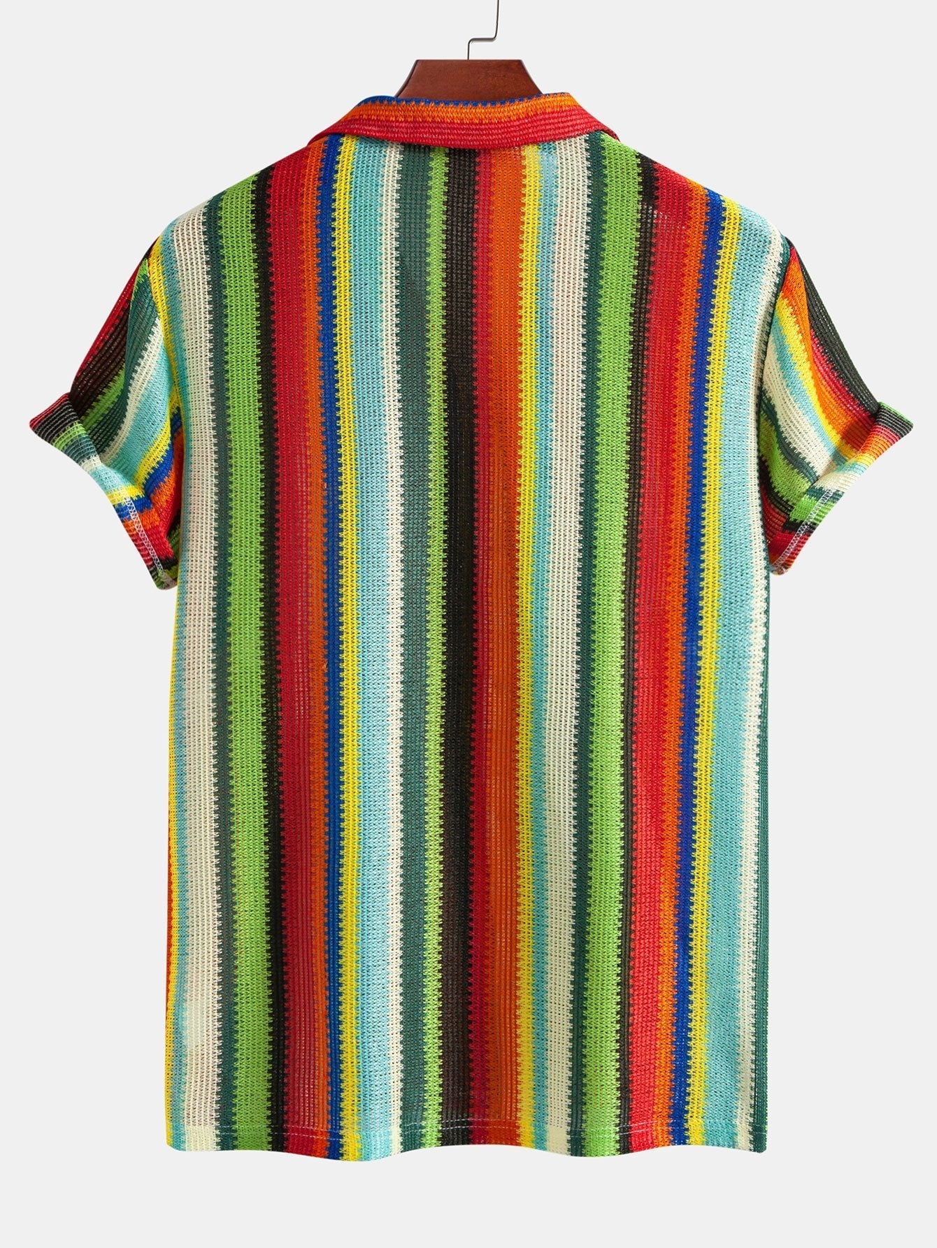 Areus® | Colorful Striped Waffle Texture Cuban Shirt