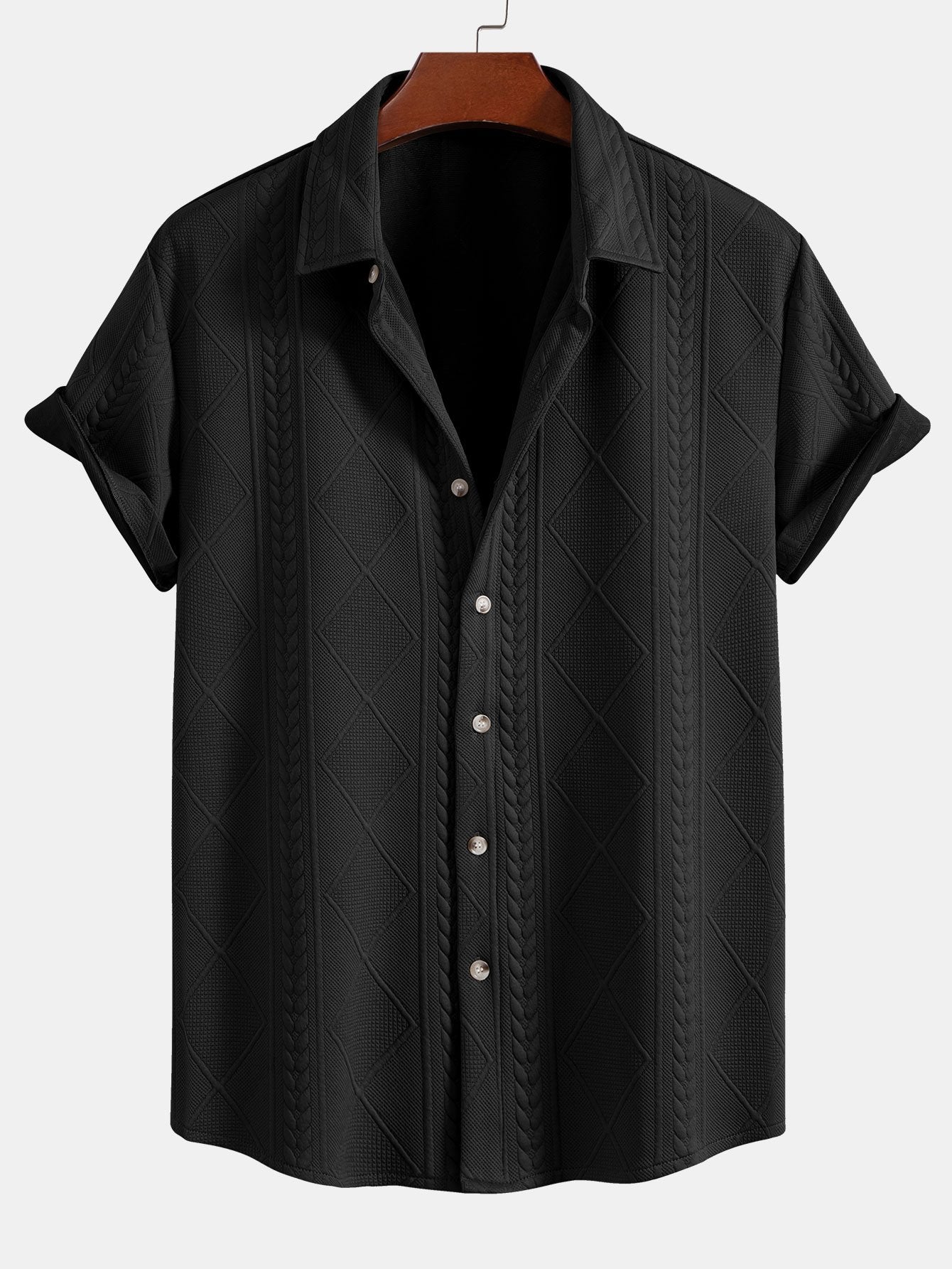 Allart® | Geometric Jacquard Button Up Shirt