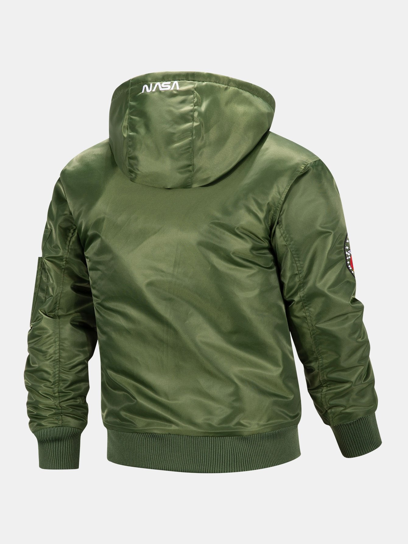 Jos�� | NASA Embroidery Quilted Lined Detachable Hooded Bomber Jacket