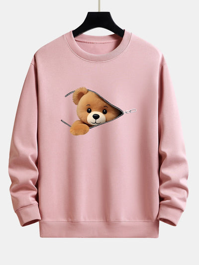 Theodore® | Zipper Bear Print Relax Fit Sweatshirt