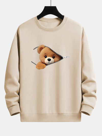 Theodore® | Zipper Bear Print Relax Fit Sweatshirt