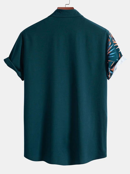 Anacleto® | Leaf Patchwork Print Button Up Shirt