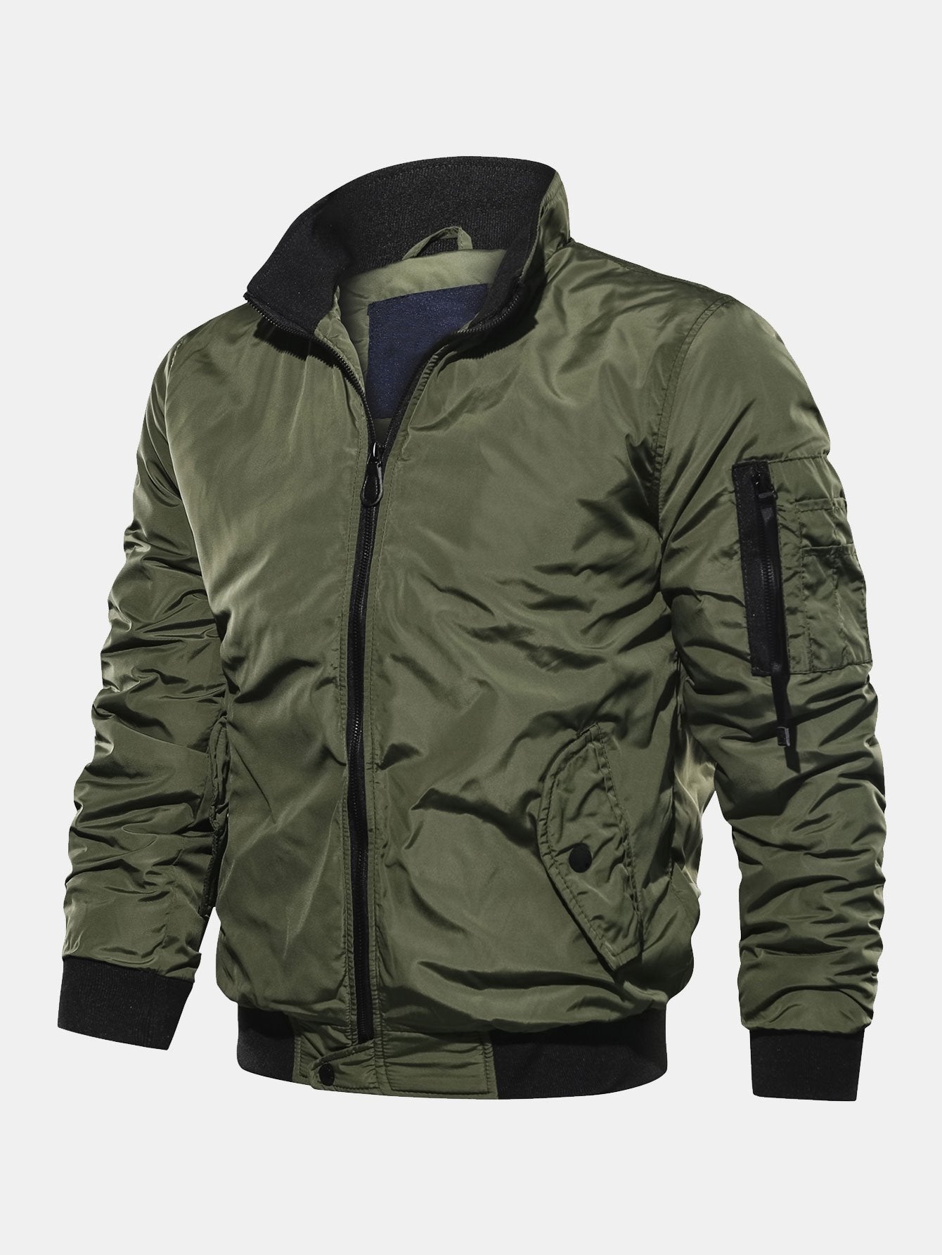 Javier | Quilted Lined Funnel Neck Bomber Jacket