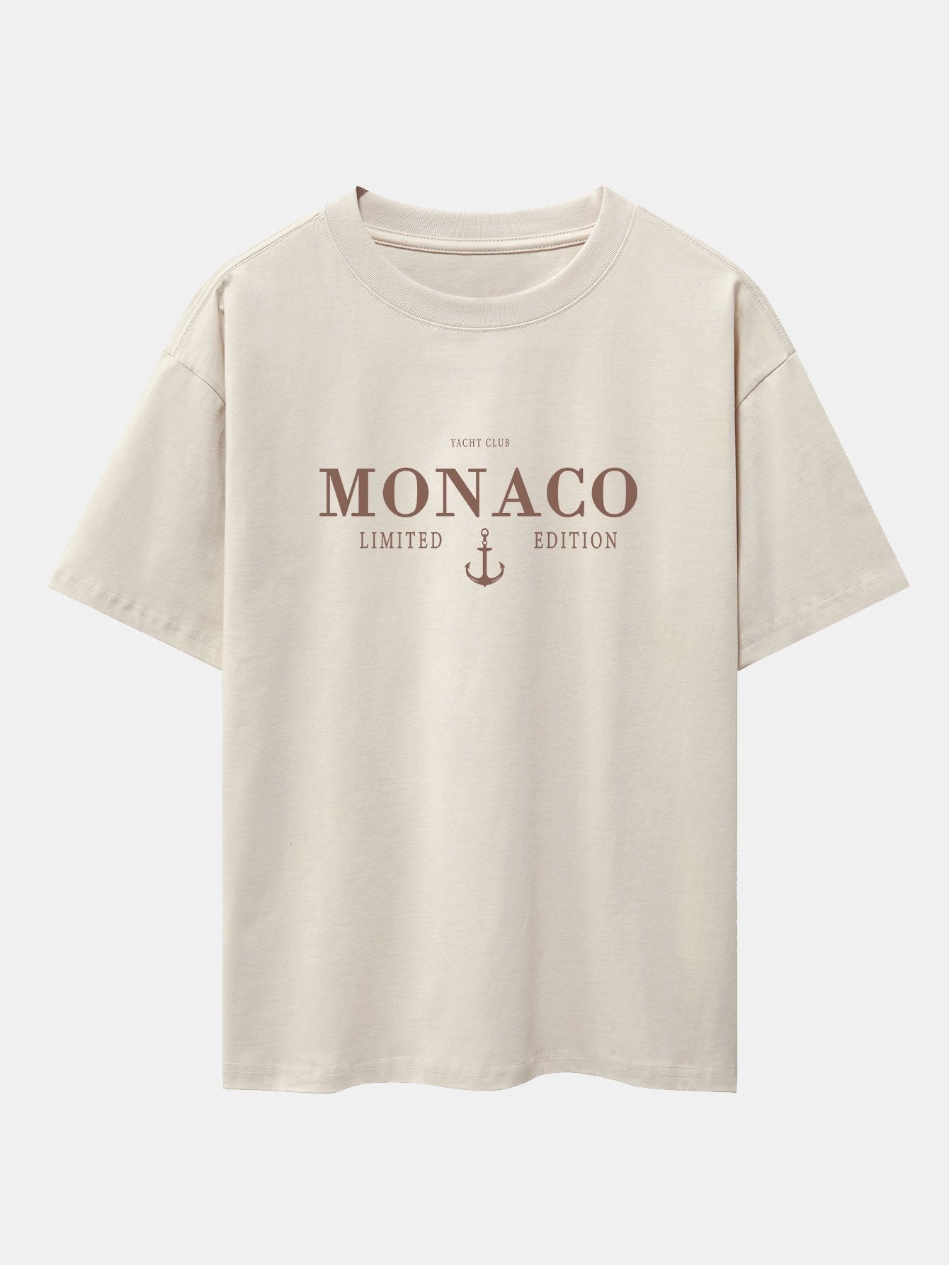 Cosme® | Monaco Slogan Print Drop Shoulder Oversize T-Shirt & Drawstring Corduroy Shorts
