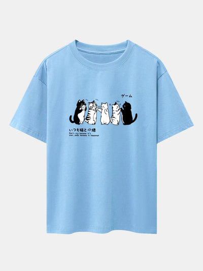 Ananías® | Friend Cat Print Drop Shoulder Oversize T-Shirt