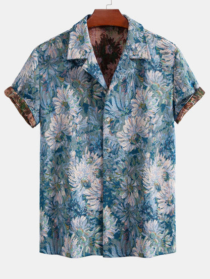 Adeimantos® | Painted Floral Jacquard Cuban Shirt & Shorts