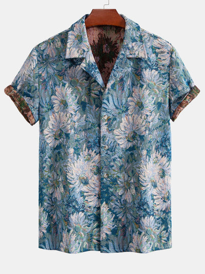 Adeimantos® | Painted Floral Jacquard Cuban Shirt & Shorts