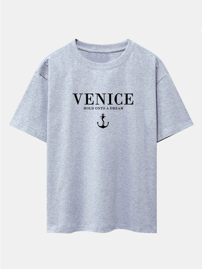 Asher® | Venice Anchor Print Drop Shoulder Oversize T-Shirt