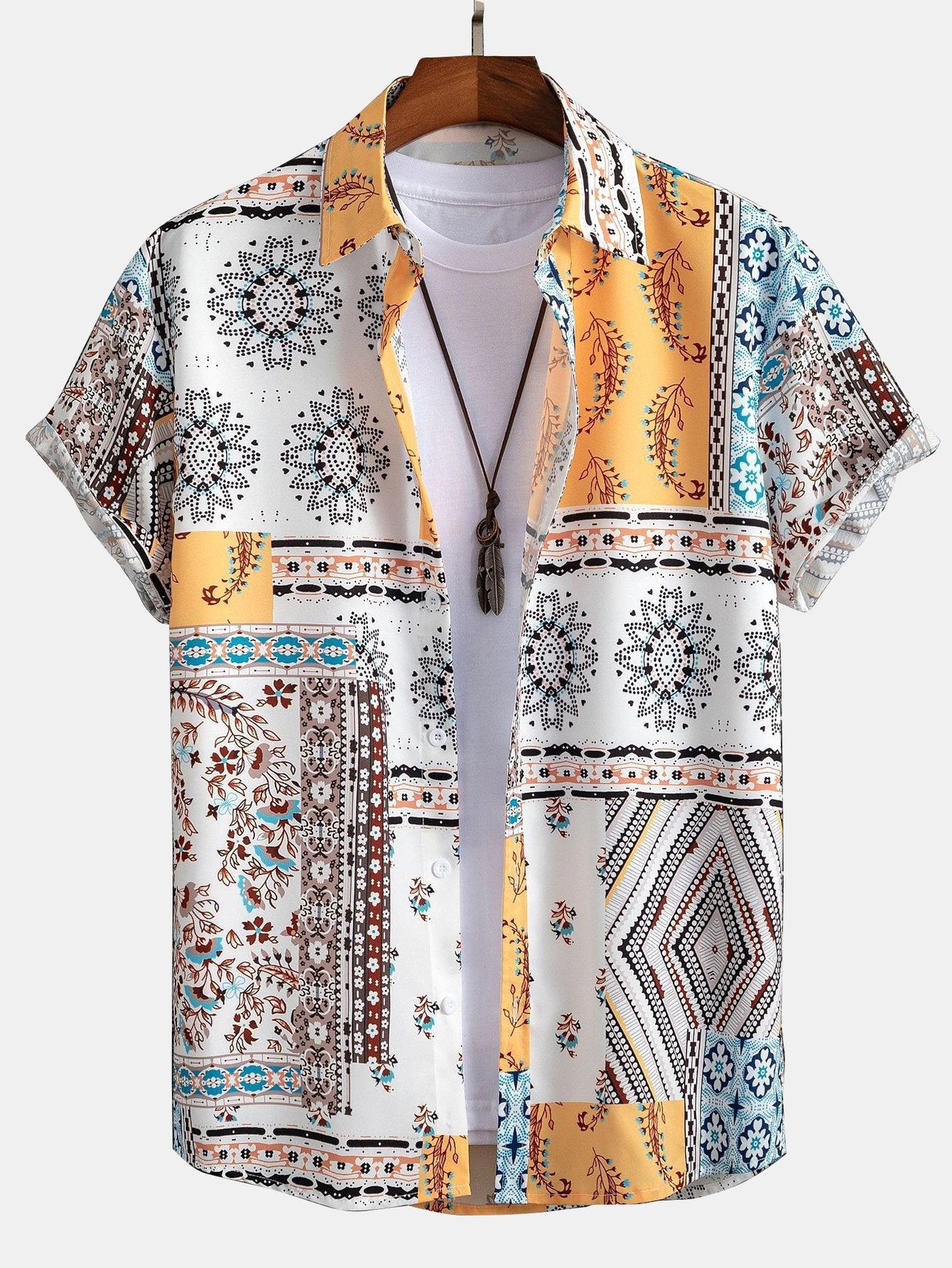 Benito® | Scarf Print Button Up Shirt Random Pattern Design