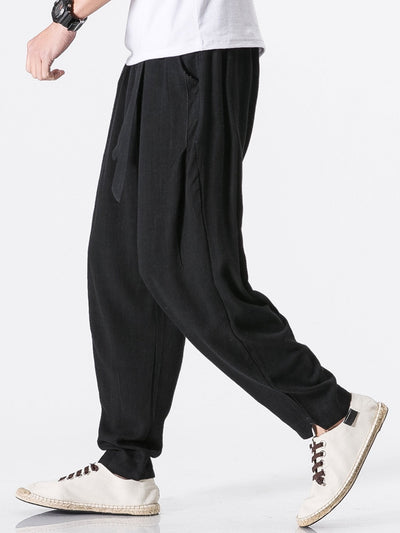 Judas® | Detachable Belt Relax Fit Linen And Cotton Blend Harem Pants