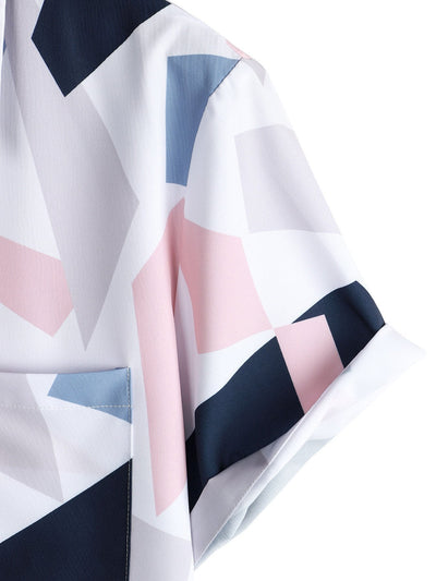Alessander® | Geometric Print Button Up Shirt With Pocket