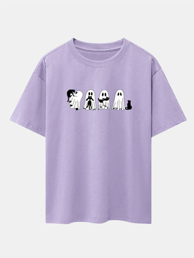 Baldomero® | Black Cat Ghost Print Drop Shoulder Oversize T-Shirt