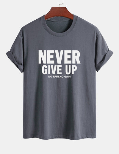 Ubaldo® | Never Give Up Print Cotton T-Shirt