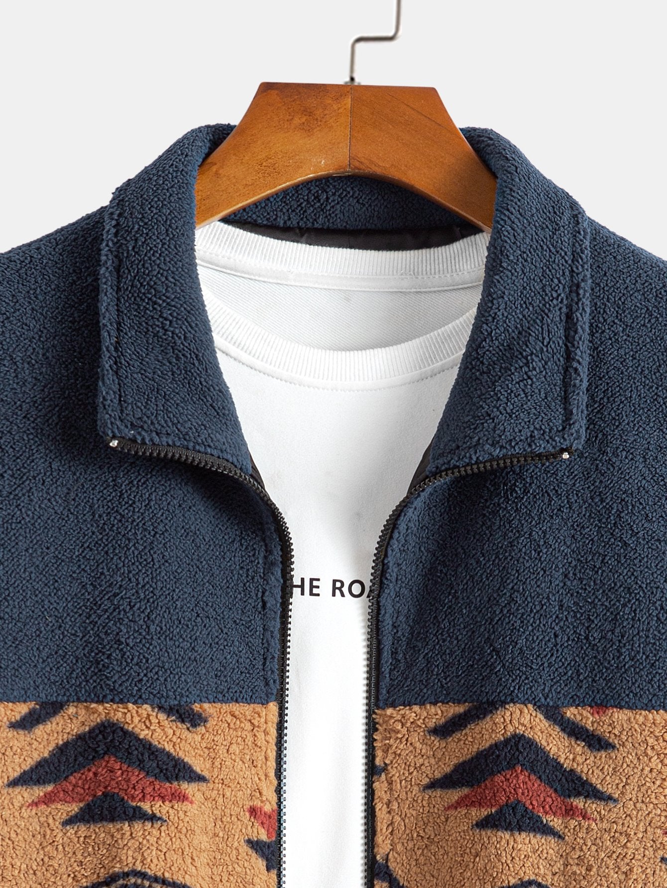 Alejandro | Aztec Print Patchwork Teddy Fleece Coat