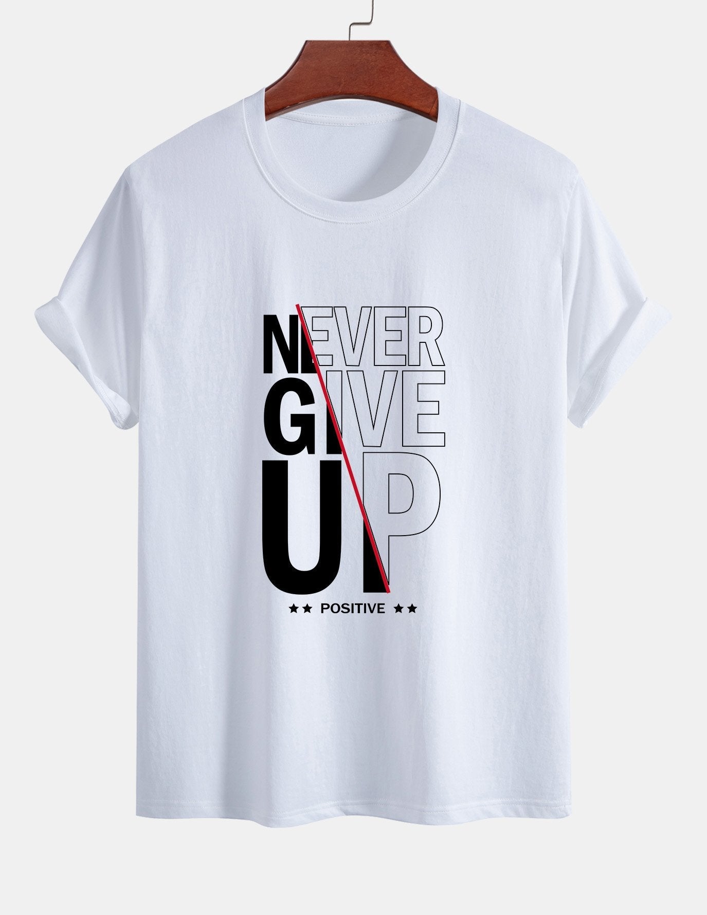 Trasímaco® | Never Give Up Print Cotton T-Shirt