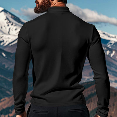 Men's Solid Color Plsh Half High Collar Long Sleeve T-shirt