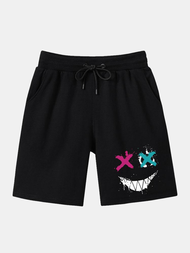 Evaristo® | Graffiti Smiley Face Print Man Mid Length Shorts