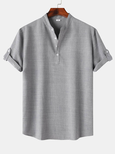 Damon® | Short Sleeve Linen Look Henley Shirt