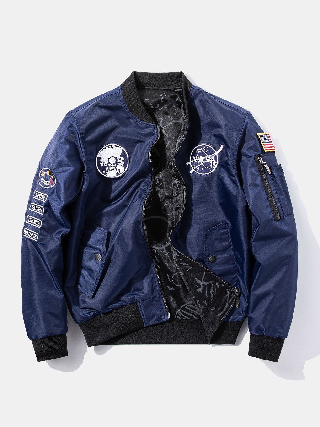 Hunter | Reversible NASA Embroidered Patch Bomber Jacket