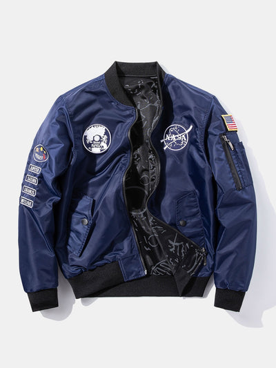 Hunter | Reversible NASA Embroidered Patch Bomber Jacket