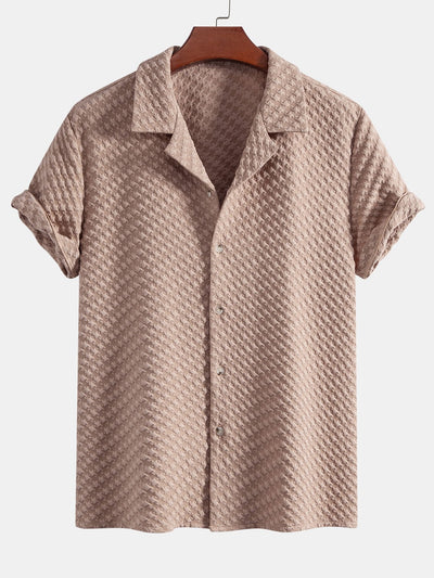 Aethelred® | Houndstooth Jacquard Cuban Shirt & Straight Leg Linen Pants