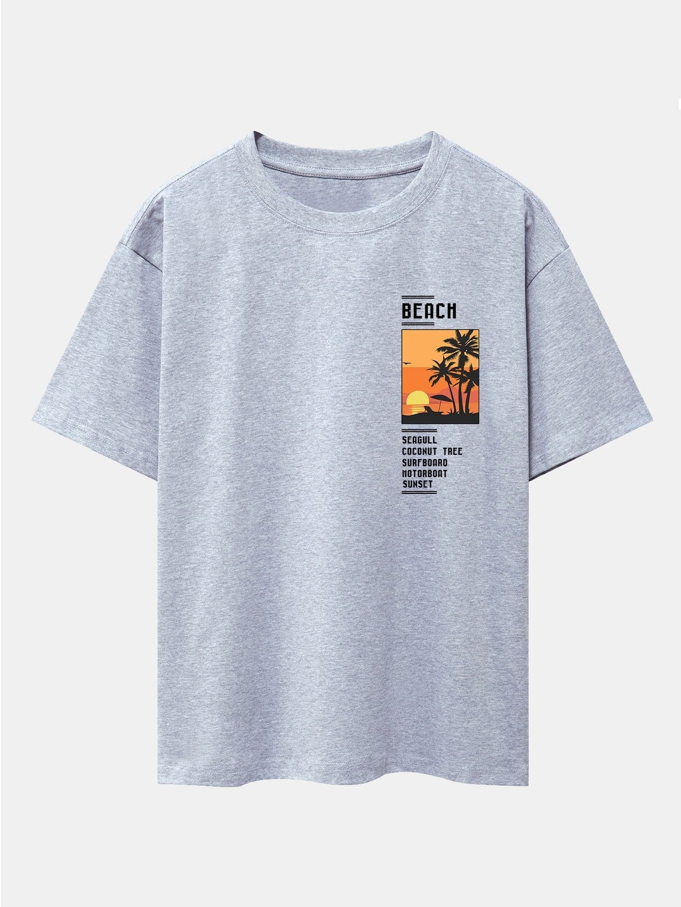 Aldo® | Beach Scenery Slogan Print Drop Shoulder Oversize T-Shirt