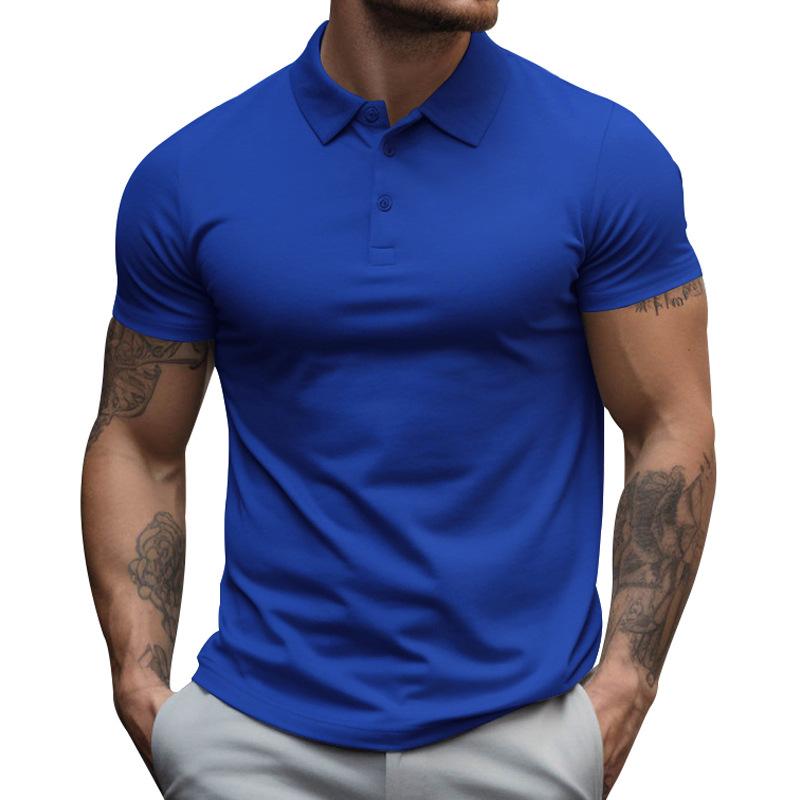 Men's Solid SliLapel Short Sleeve Casal Polo Shirt