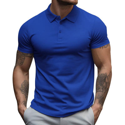 Men's Solid SliLapel Short Sleeve Casal Polo Shirt