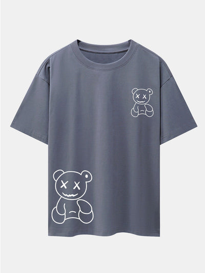 Adolfo® | Bear line Print Drop Shoulder Oversize T-Shirt