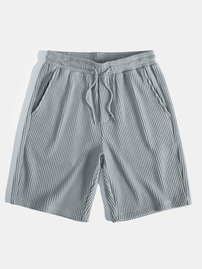 Adalton® | Knitted Waffle Arc Hem Hooded T-Shirt & Drawstring Waffle Shorts