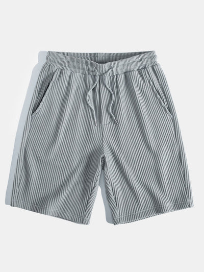 Adalton® | Knitted Waffle Arc Hem Hooded T-Shirt & Drawstring Waffle Shorts