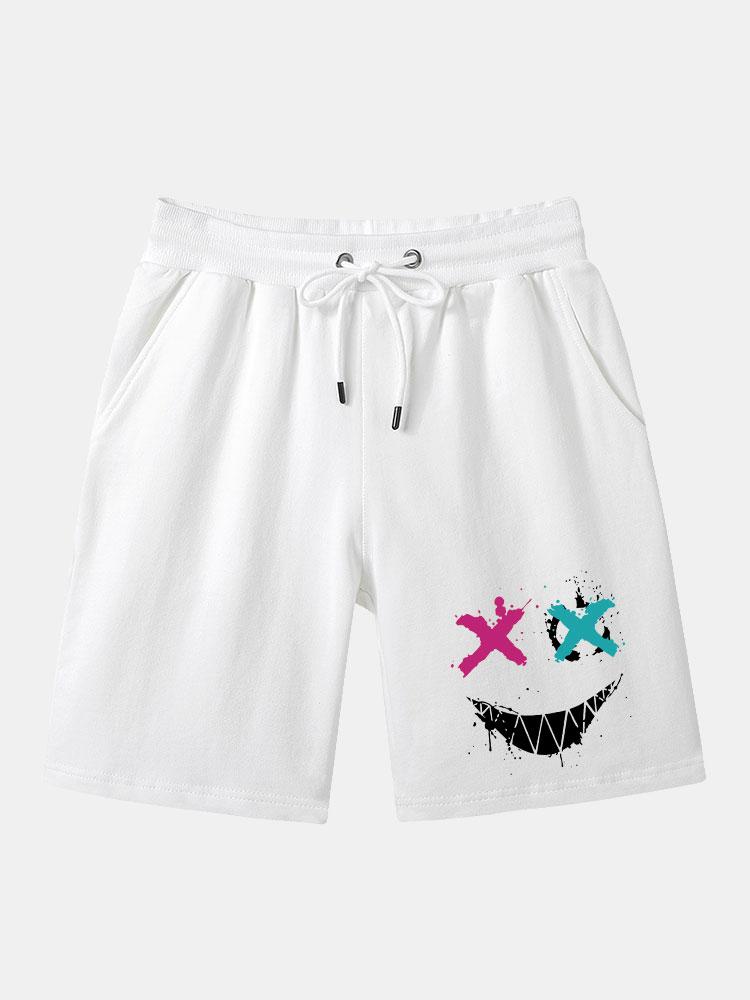 Aurel® | Graffiti Smiley Face Print Man Mid Length Shorts