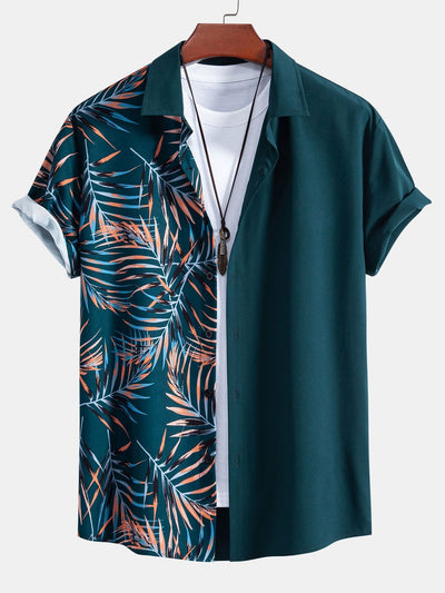 Gustavo® | Leaf Patchwork Print Button Up Shirt