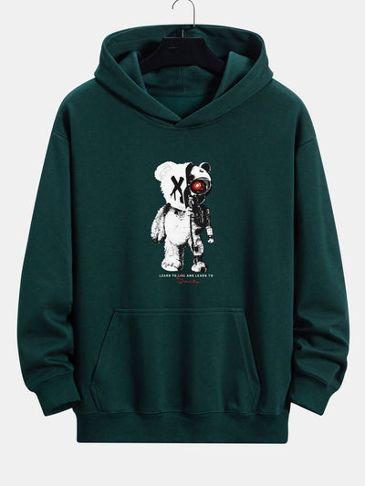 Tatum | Robot Bear Print Relax Fit Hoodie