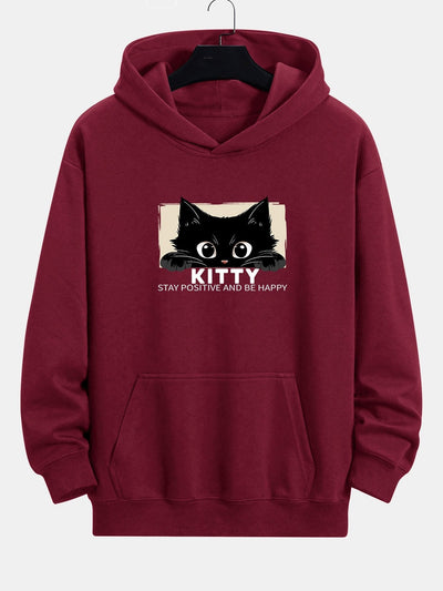 Nigel | Black Cat Print Relax Fit Hoodie