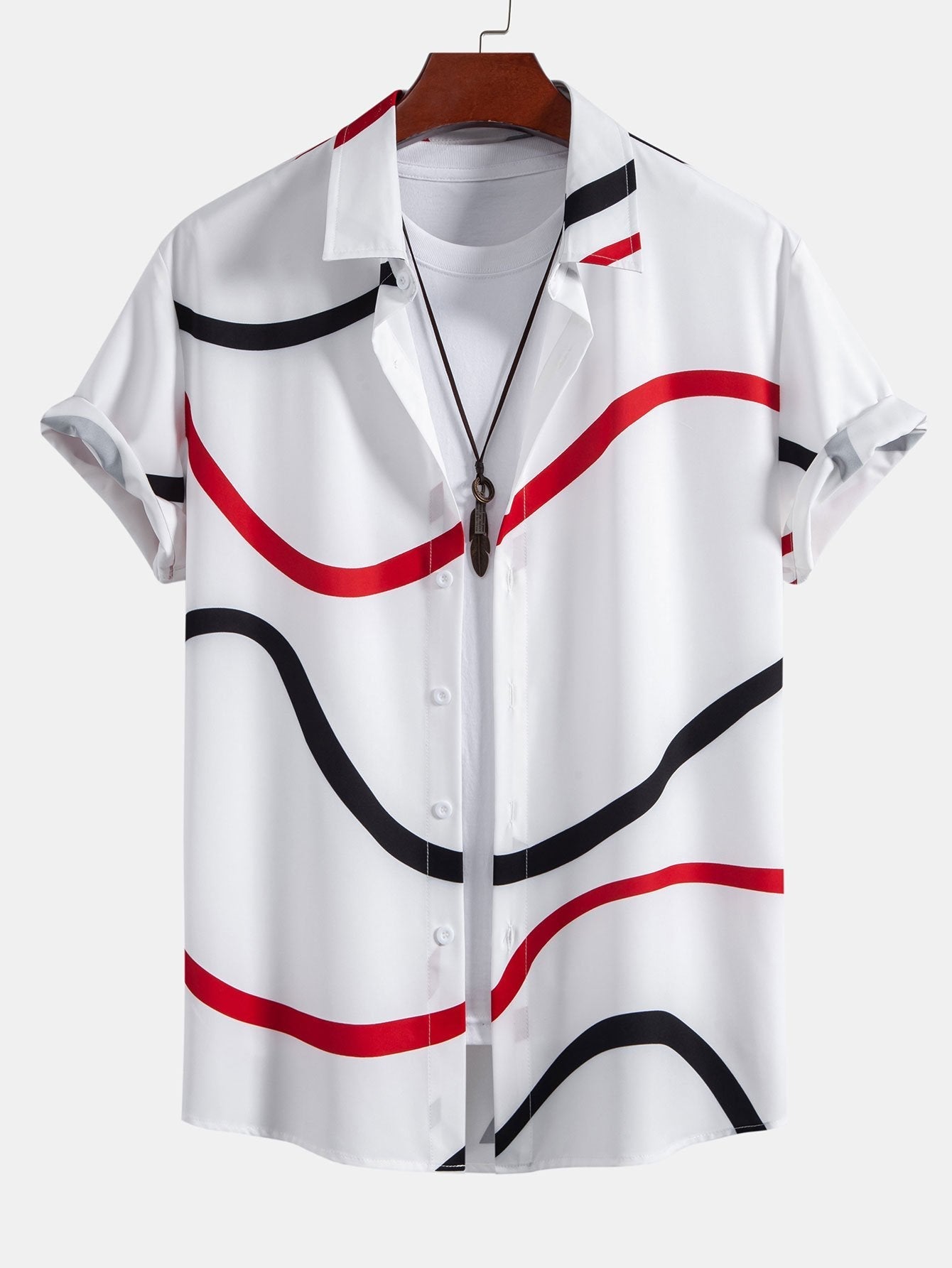 Amari® | Line Print Button Up Shirt