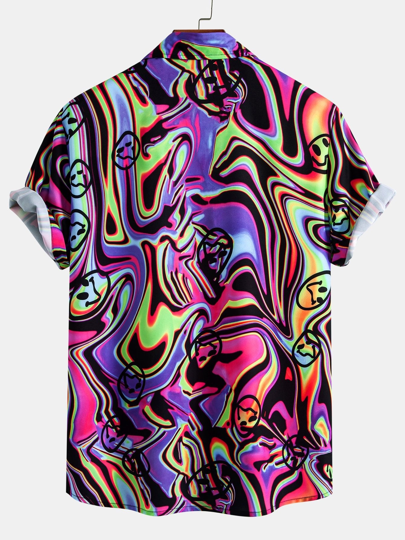 Ken® | Colorful Fluid Smiley Print Button Up Shirt