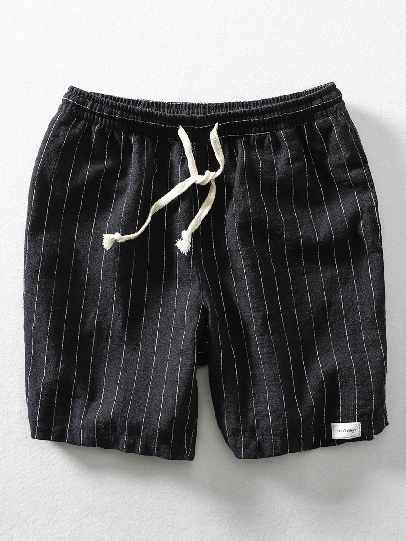 Barath® | Linen Cotton Blend Drawstring Striped Shorts