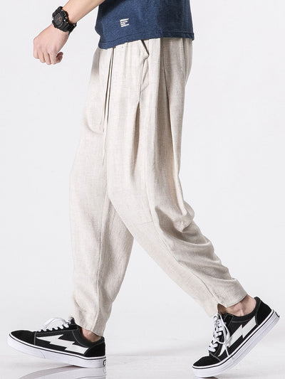 Judas® | Detachable Belt Relax Fit Linen And Cotton Blend Harem Pants