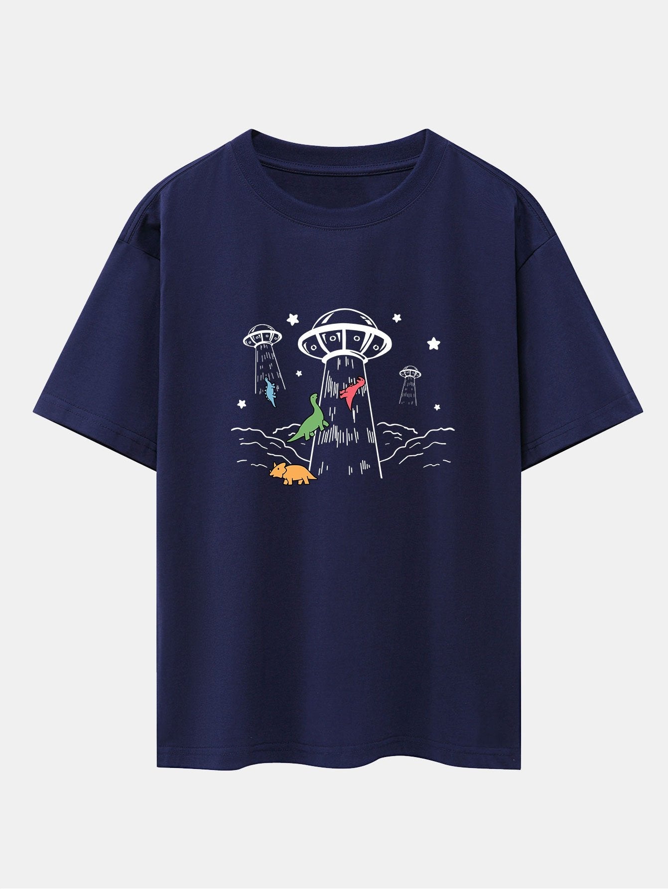 Xavier® | Ufo Take Away Dinosaurs Print Drop Shoulder Oversize T-Shirt