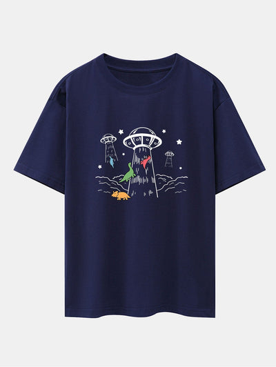 Xavier® | Ufo Take Away Dinosaurs Print Drop Shoulder Oversize T-Shirt