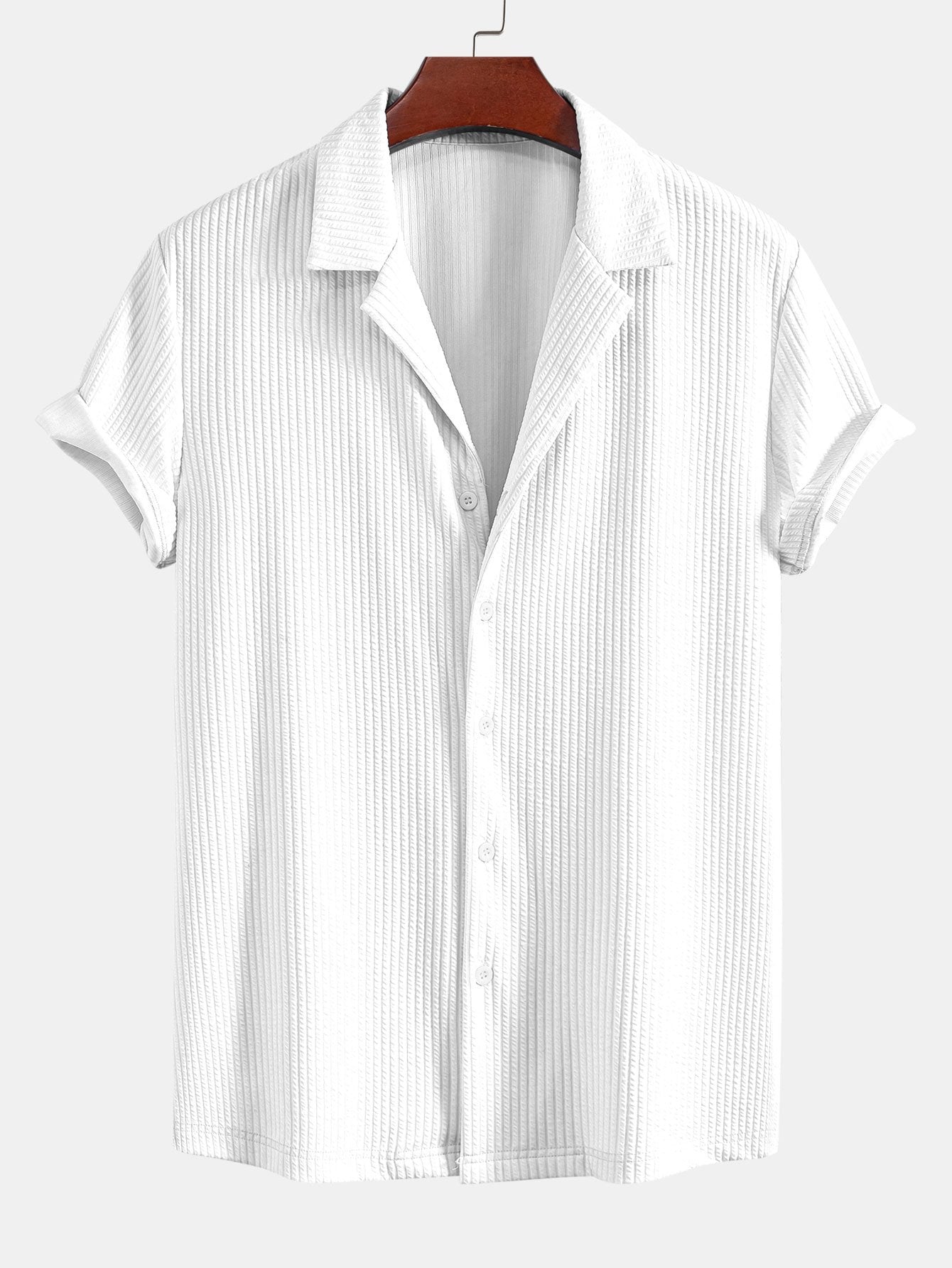Curtis® | Defined Style: Ribbed Muscle Fit Shirt With Deep Cuban Collar