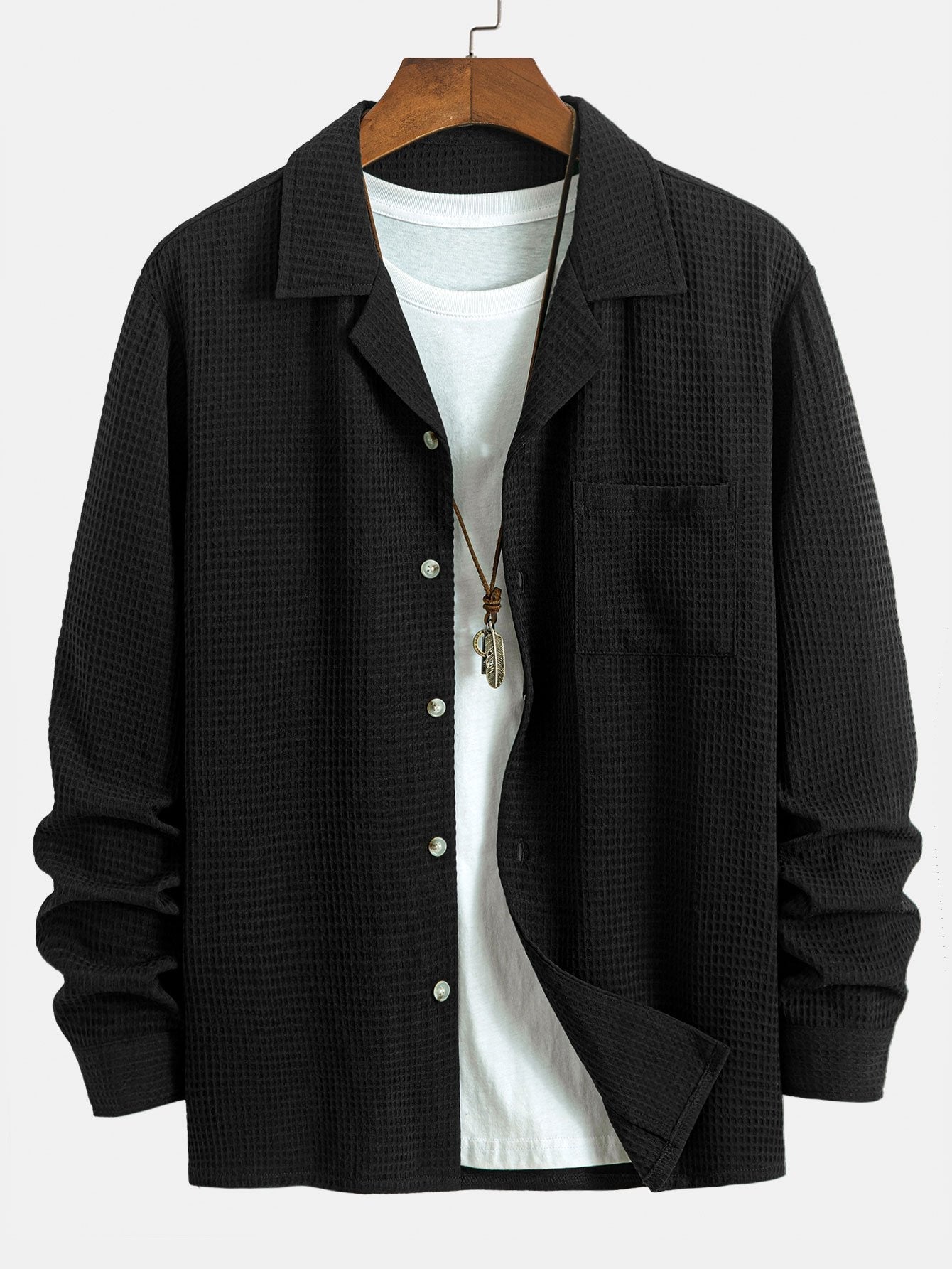 Alcidas® | Long Sleeve Waffle Cuban Collar Shirt